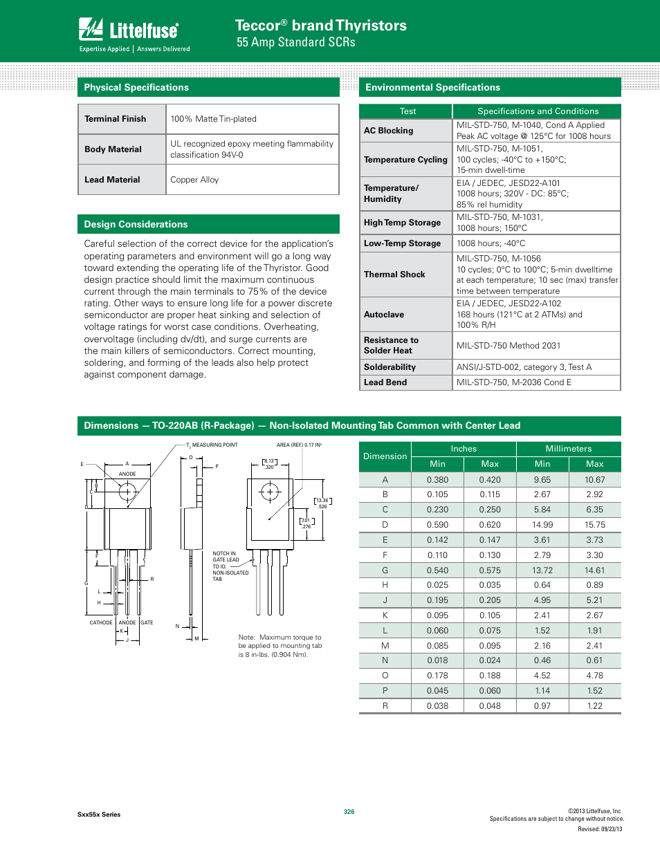 Teccor, Brand thyristors, 55 amp standard scrs | Littelfuse Sxx55x Series User Manual | Page 6 / 9