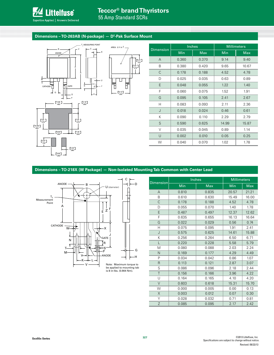 Teccor, Brand thyristors, 55 amp standard scrs | Littelfuse Sxx55x Series User Manual | Page 7 / 9