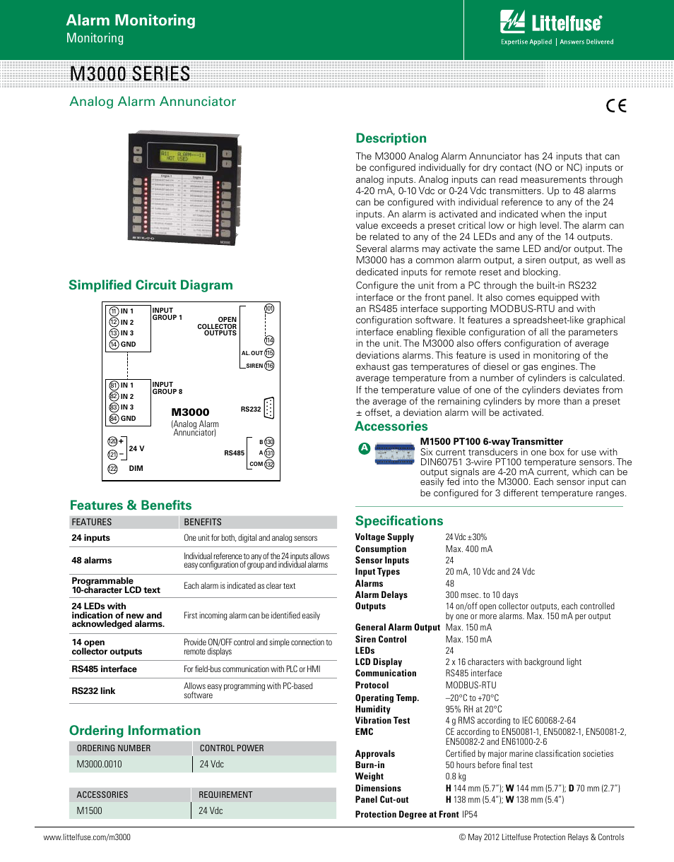 Littelfuse M3000 Series User Manual | 1 page