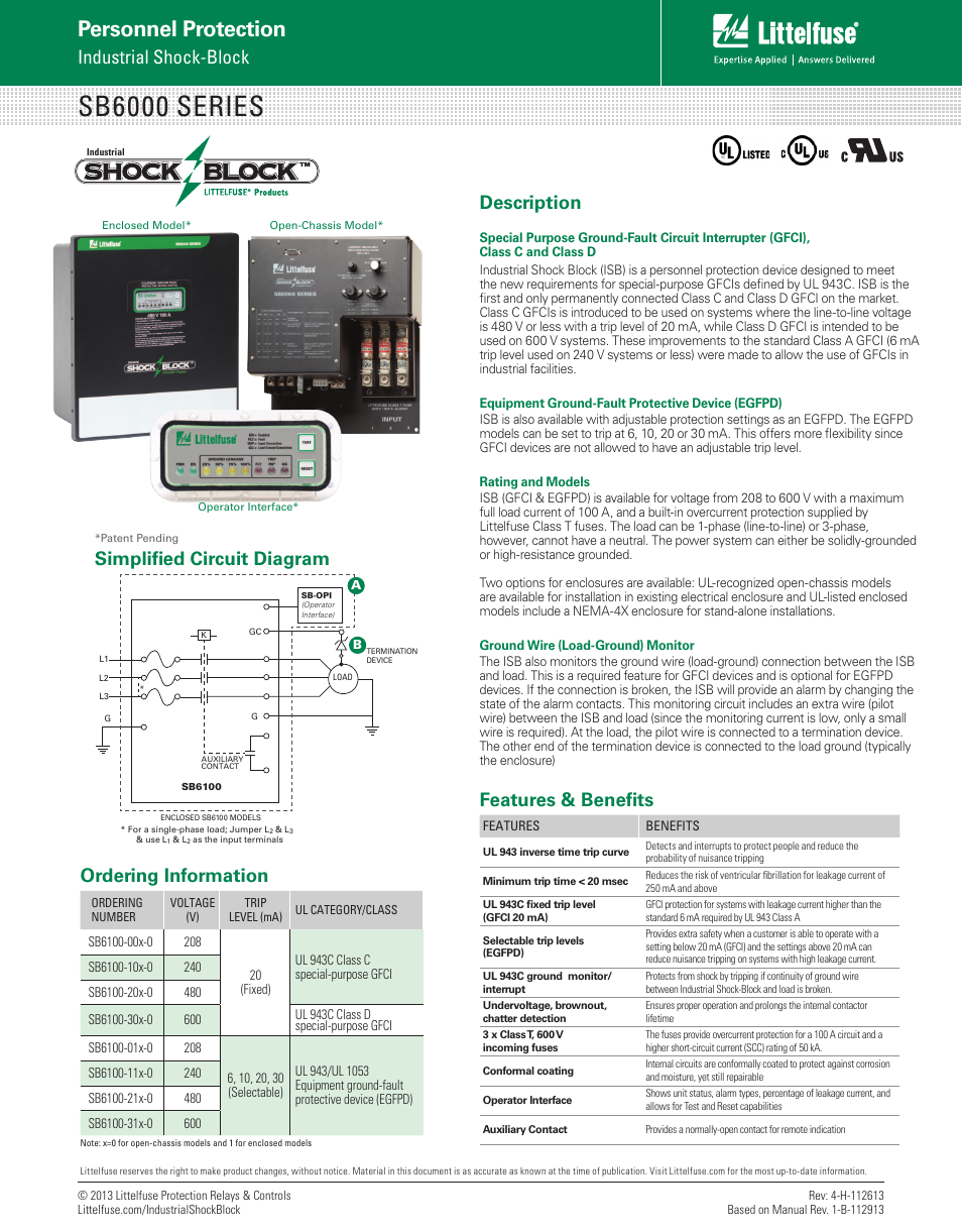 Littelfuse AC6000 Industrial Shock-Block Cart Series User Manual | 2 pages