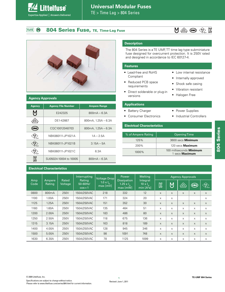 Littelfuse 804 Series User Manual | 3 pages