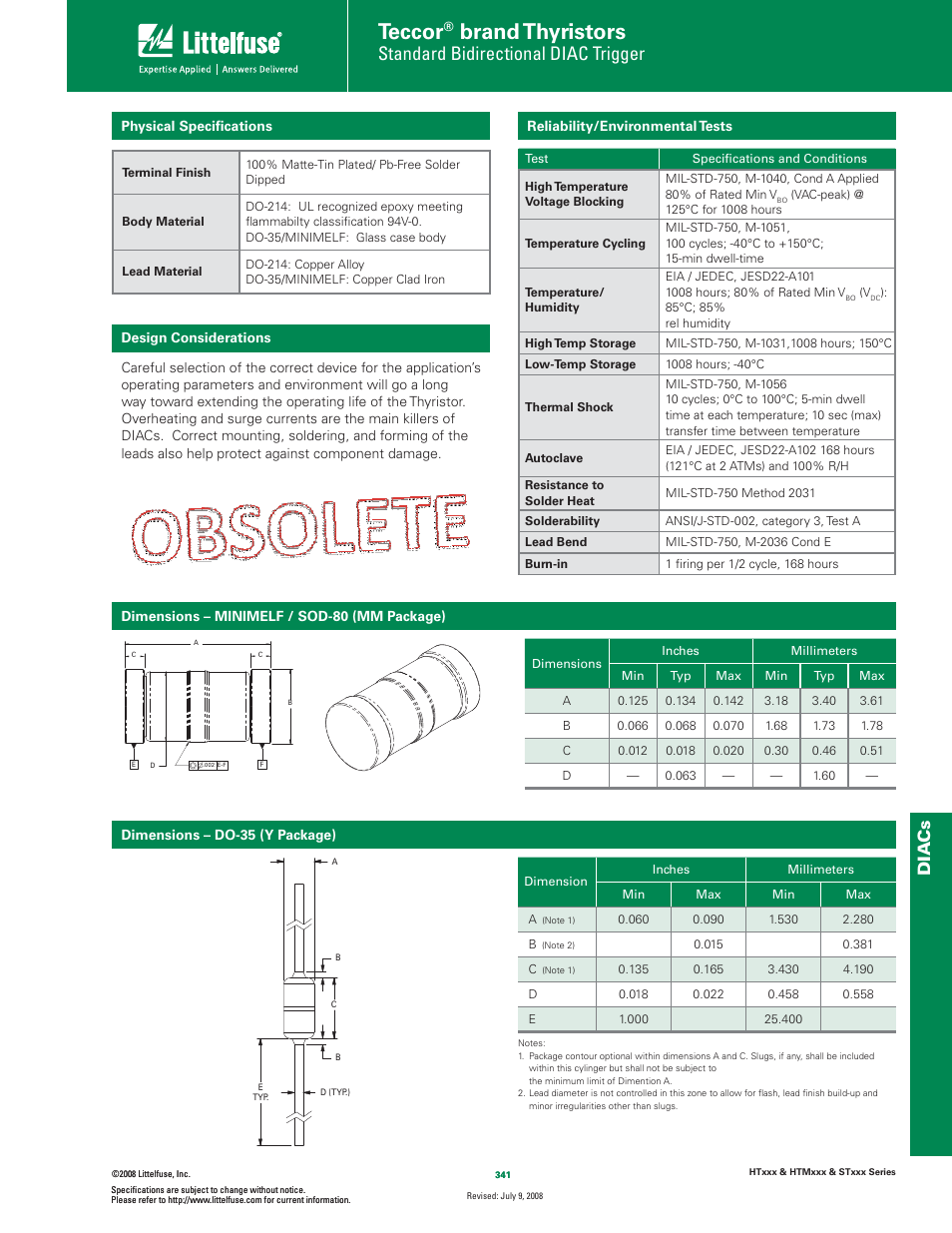 Teccor, Brand thyristors, Standard bidirectional diac trigger | Dia cs | Littelfuse STxxx Series User Manual | Page 5 / 8