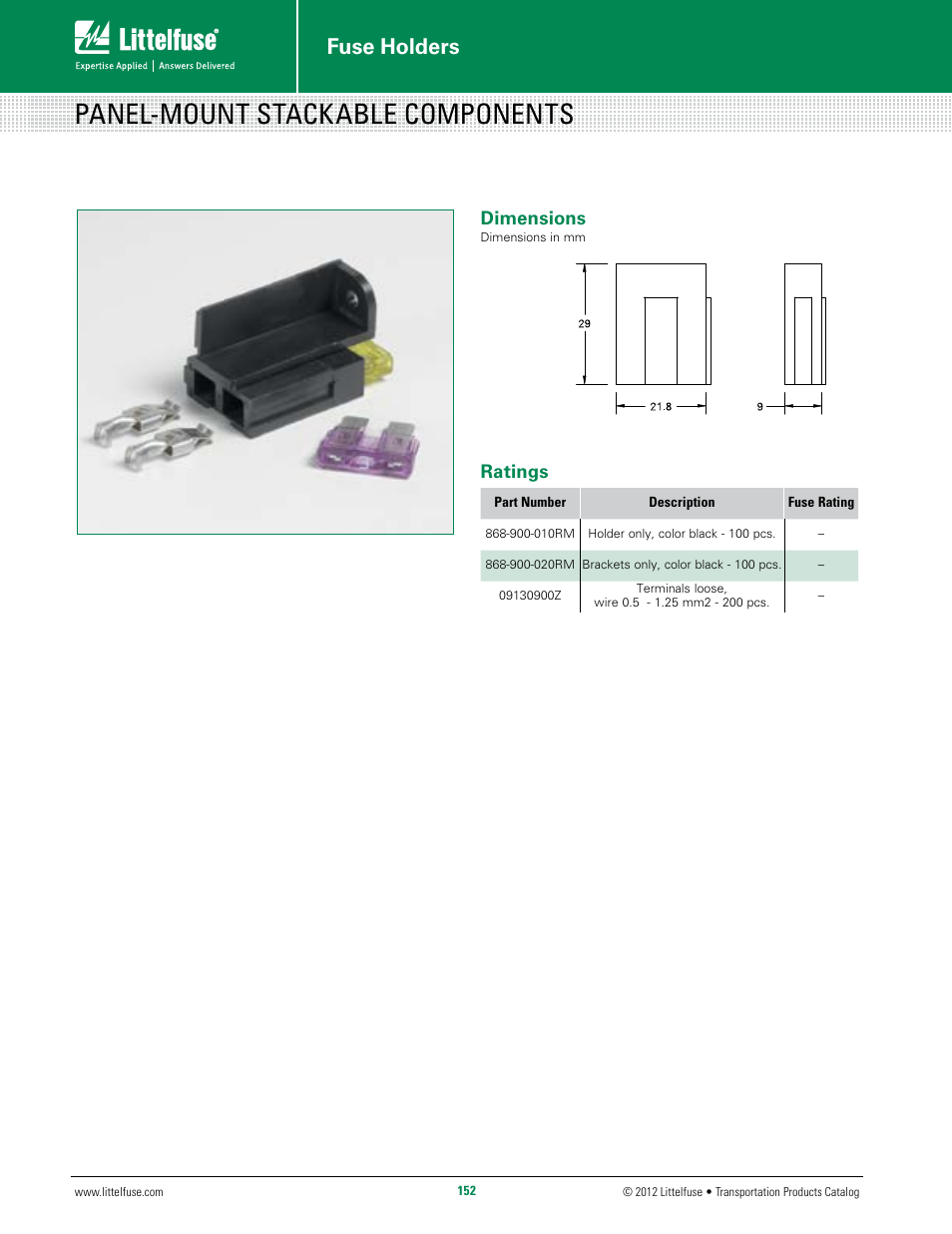 Littelfuse Panel-Mount Componenets Series User Manual | 1 page