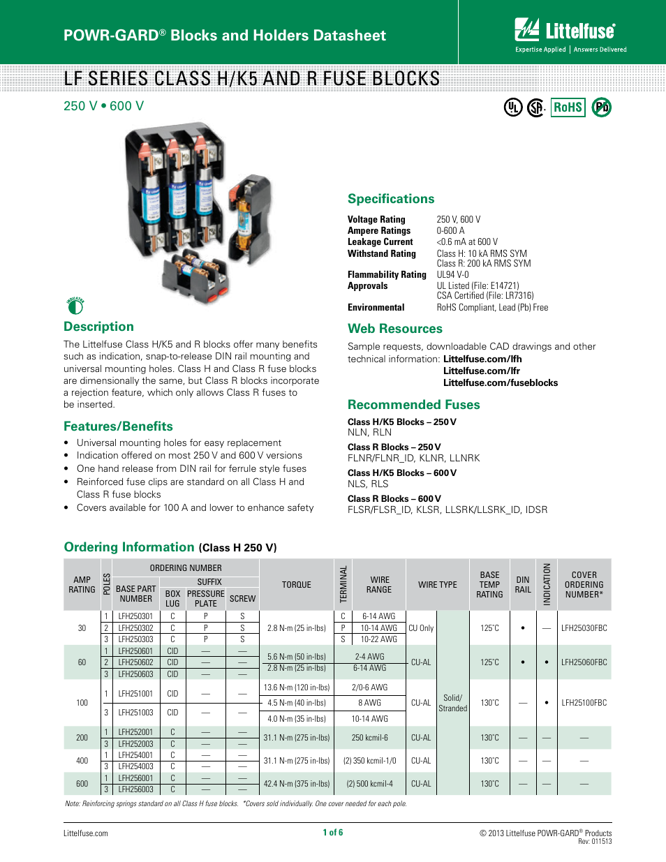 Littelfuse LFR Series User Manual | 6 pages