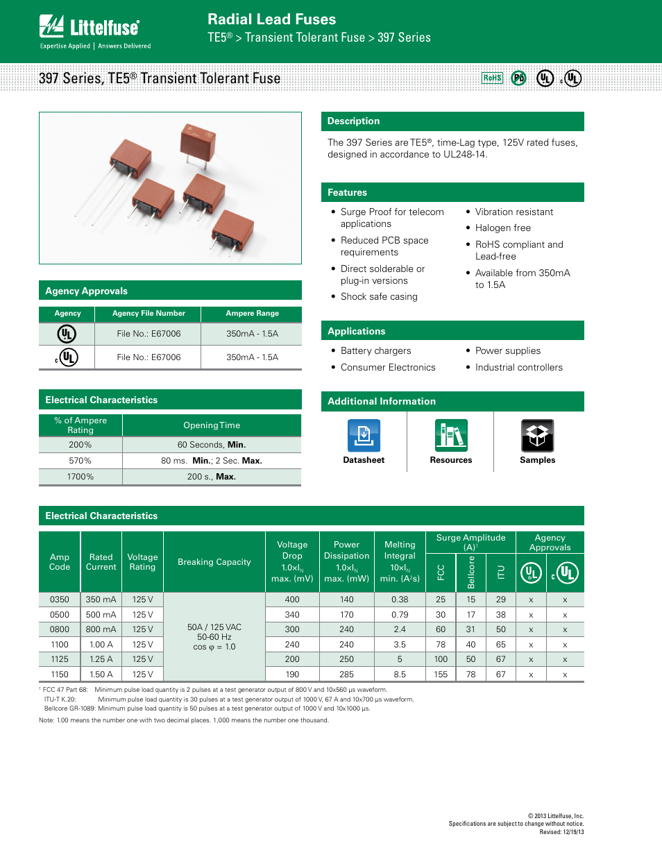 Littelfuse 397 Series User Manual | 3 pages