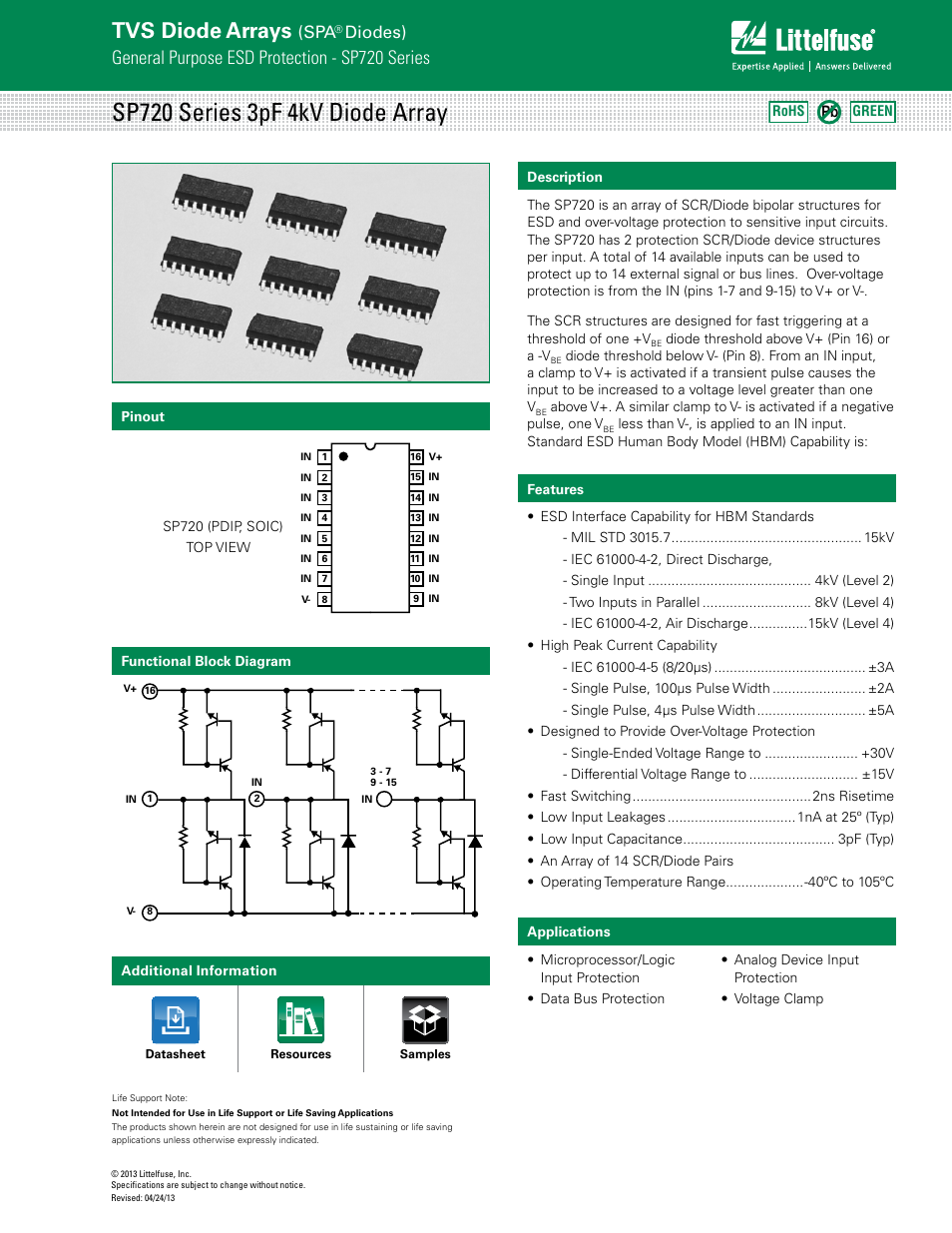 Littelfuse SP720 Lead-Free_Green Series User Manual | 6 pages