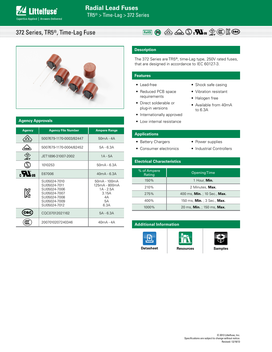 Littelfuse 372 Series User Manual | 3 pages