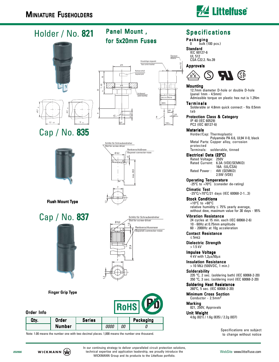 Littelfuse 837 Series User Manual | 1 page