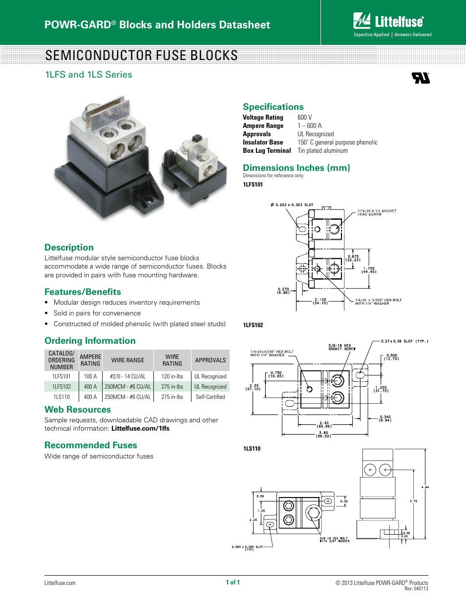 Littelfuse 1LS Series User Manual | 1 page