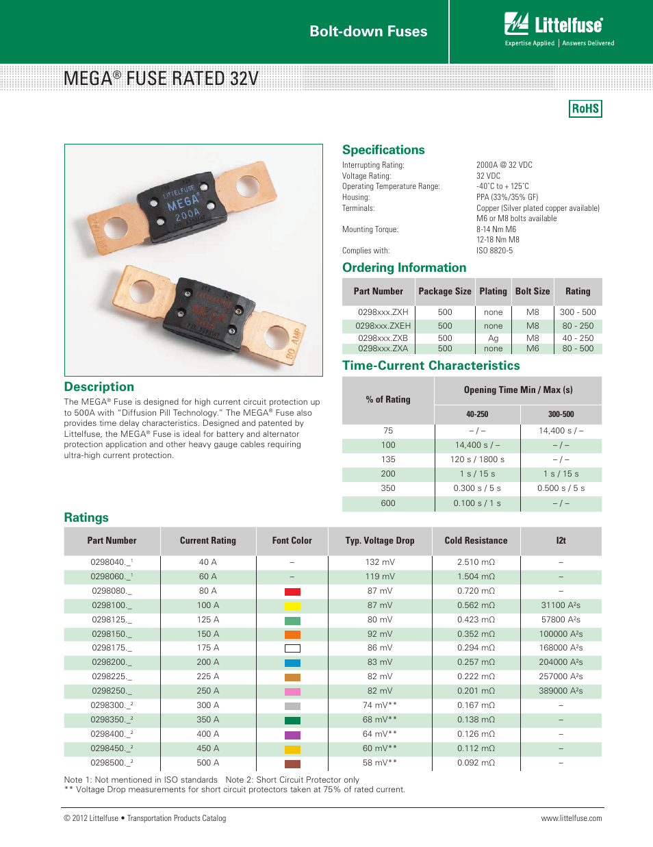 Littelfuse MEGA 32V Series User Manual | 2 pages