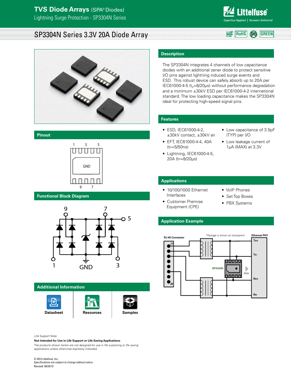 Littelfuse SP3304N Series User Manual | 4 pages