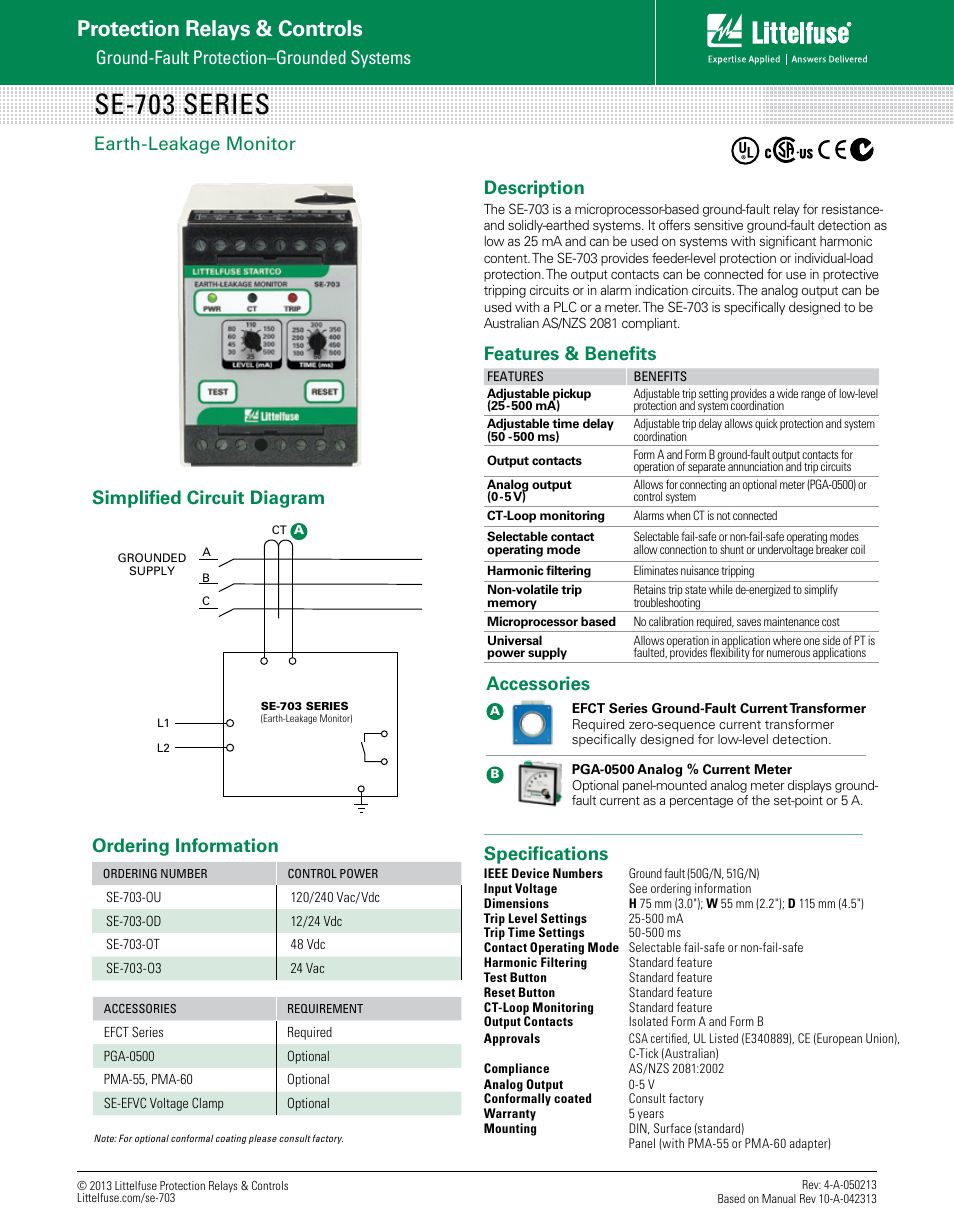 Littelfuse SE-703 Series User Manual | 1 page