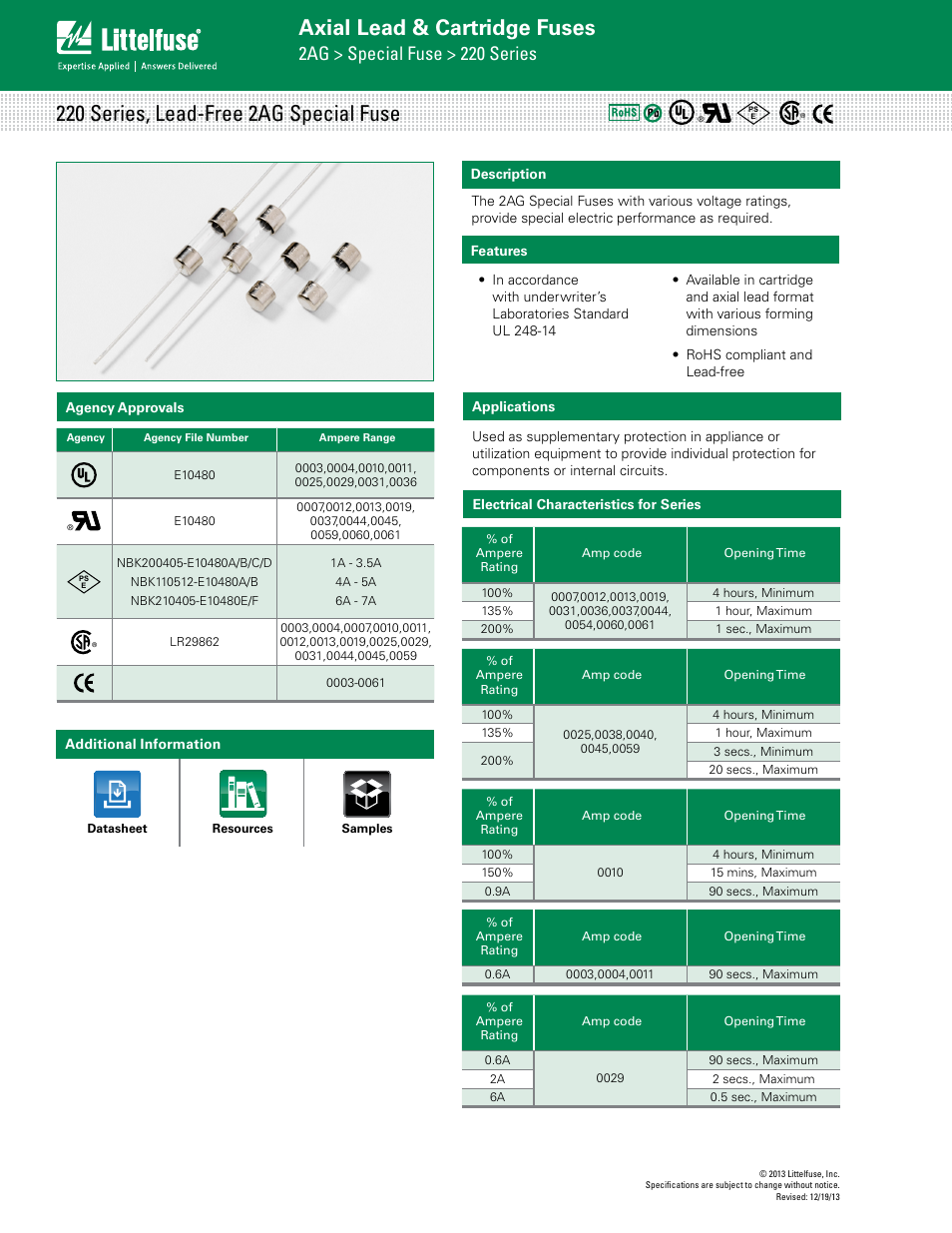 Littelfuse 220 Series User Manual | 3 pages