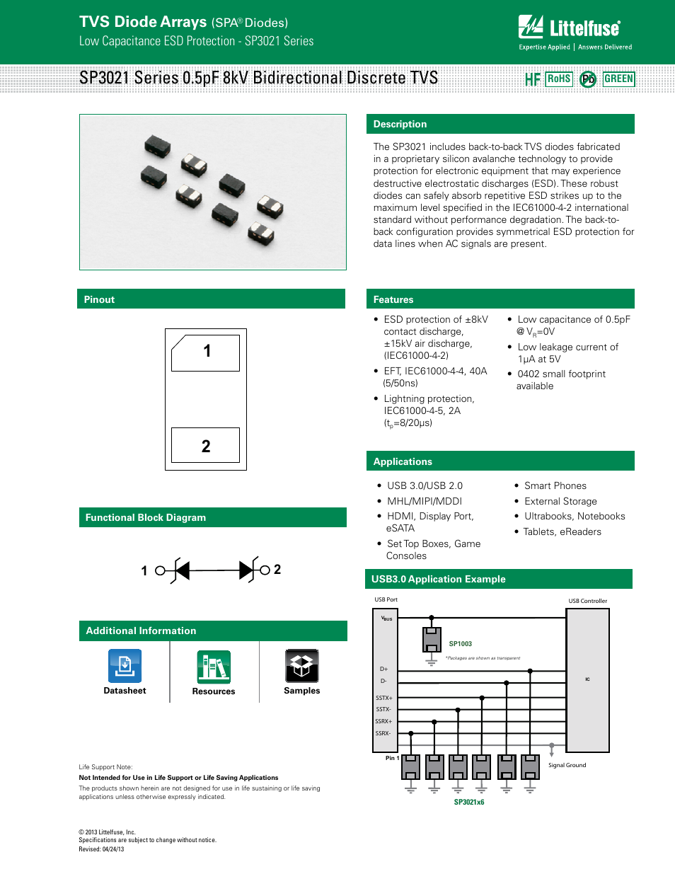 Littelfuse SP3021 Series User Manual | 4 pages