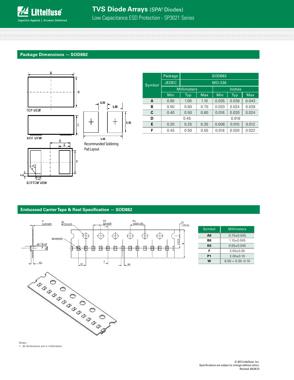 Tvs diode arrays, Low capacitance esd protection - sp3021 series, Diodes) | Littelfuse SP3021 Series User Manual | Page 4 / 4