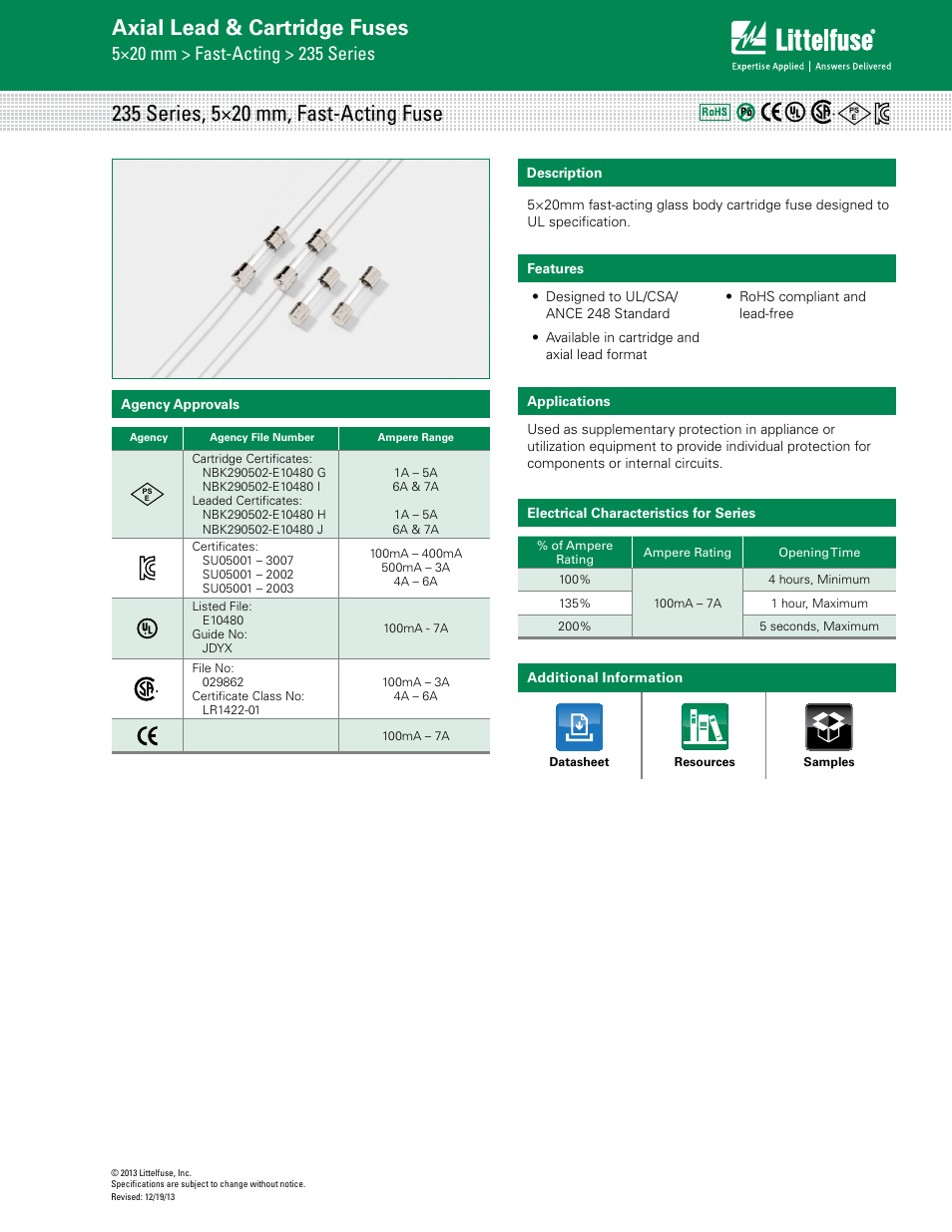 Littelfuse 235 Series User Manual | 4 pages