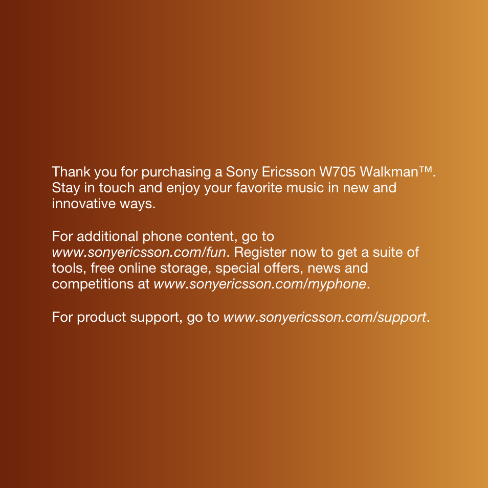 Sony Ericsson W705 User Manual | 85 pages