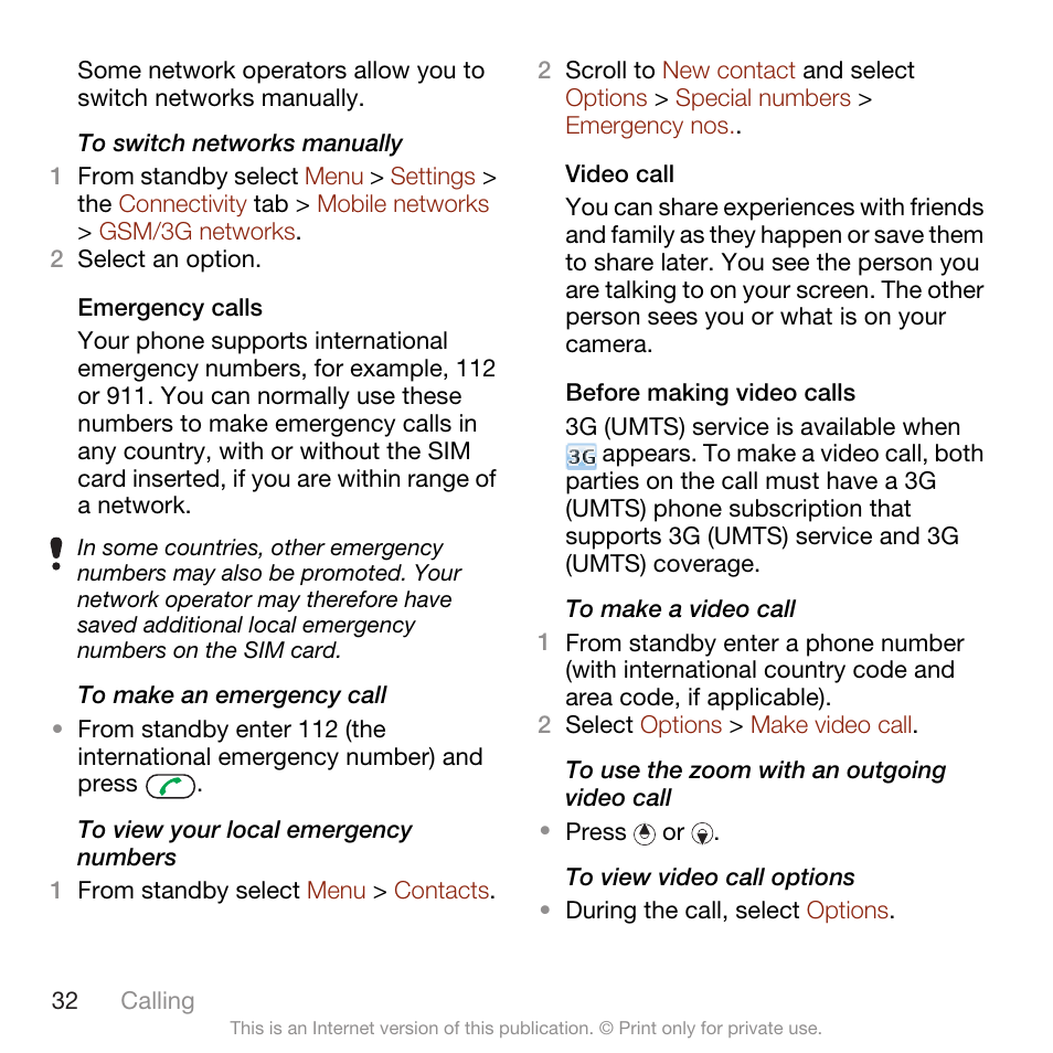 Sony Ericsson W705 User Manual | Page 34 / 85