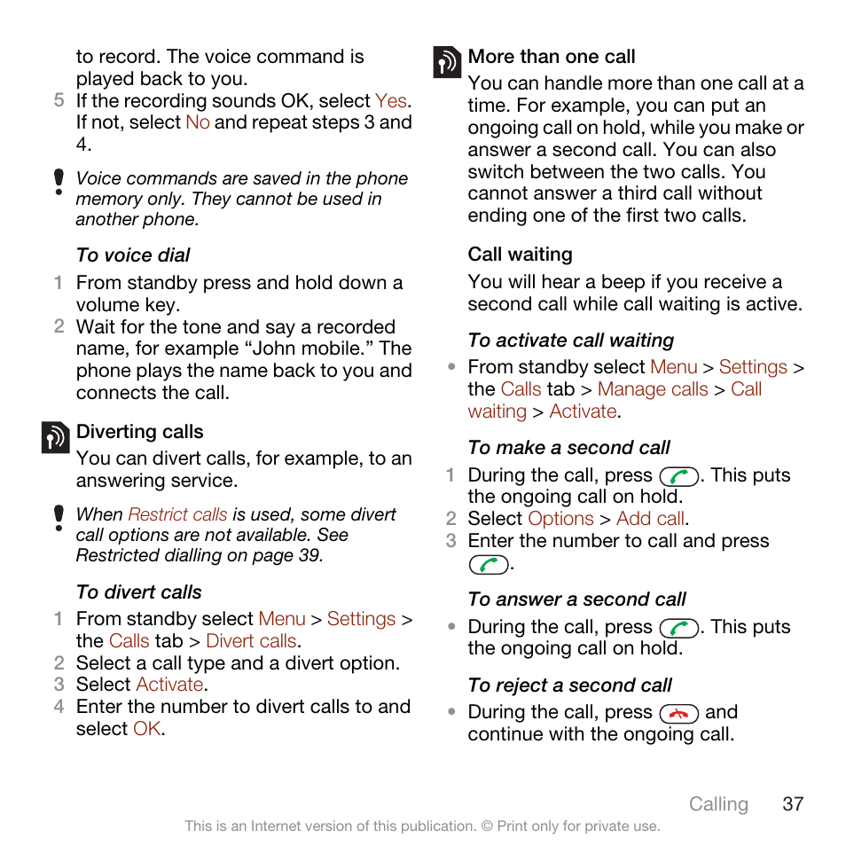 Sony Ericsson W705 User Manual | Page 39 / 85