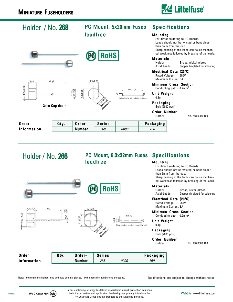 Littelfuse 268 Holder Series User Manual | 1 page
