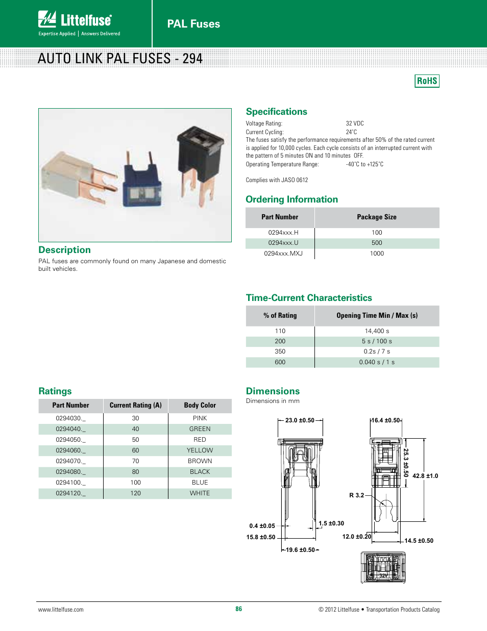 Littelfuse 294 Series User Manual | 1 page