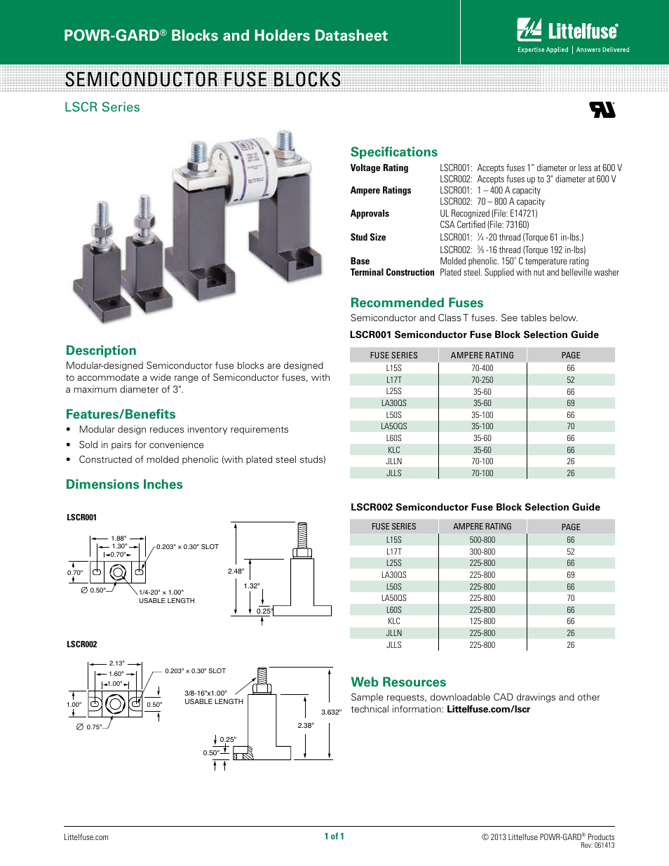 Littelfuse LSCR Series User Manual | 1 page