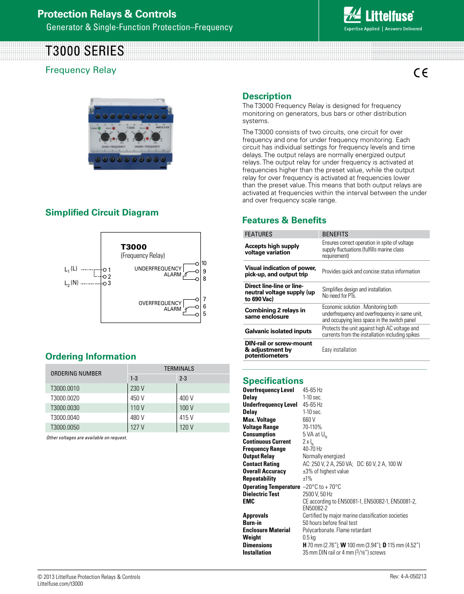 Littelfuse T3000 Series User Manual | 1 page