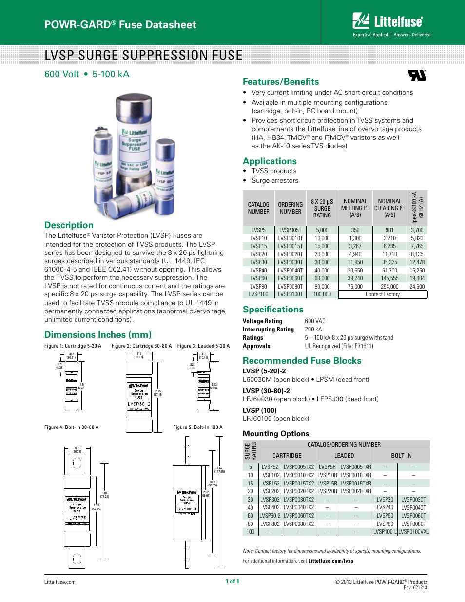 Littelfuse LVSP Series User Manual | 1 page