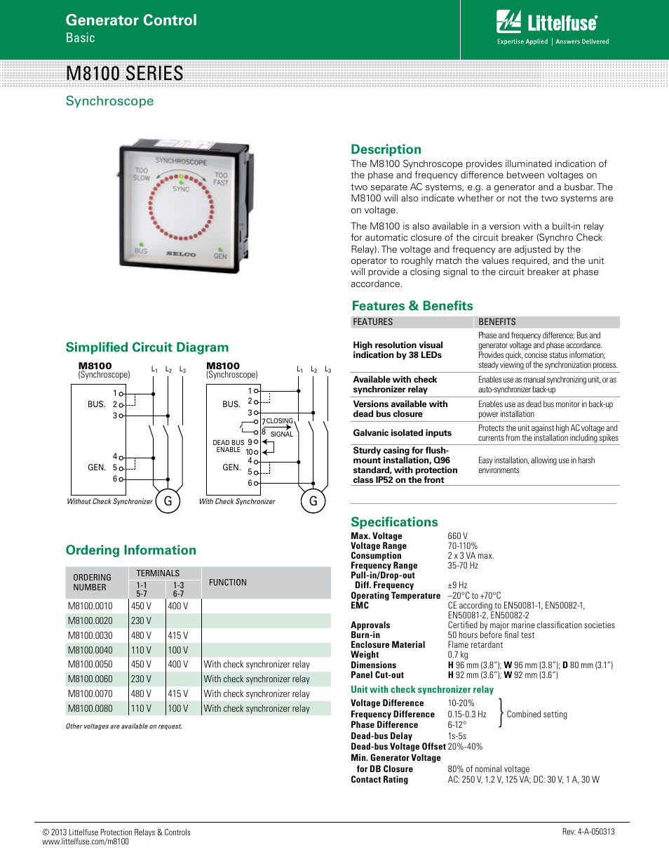 Littelfuse M8100 Series User Manual | 1 page