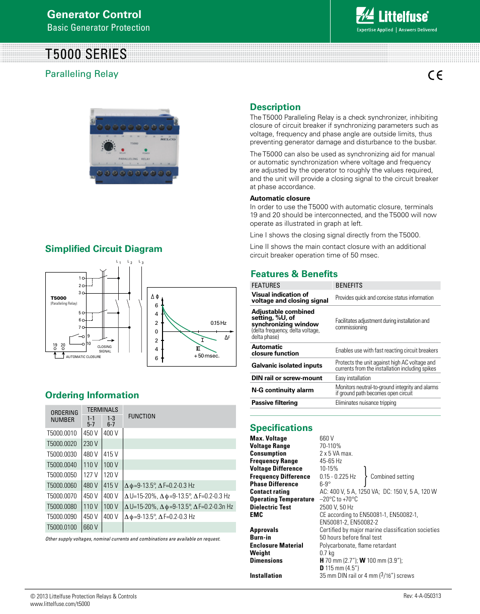 Littelfuse T5000 Series User Manual | 1 page
