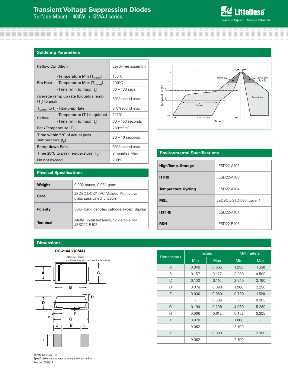 Transient voltage suppression diodes, Surface mount – 400w > smaj series | Littelfuse SMAJ Series User Manual | Page 5 / 6