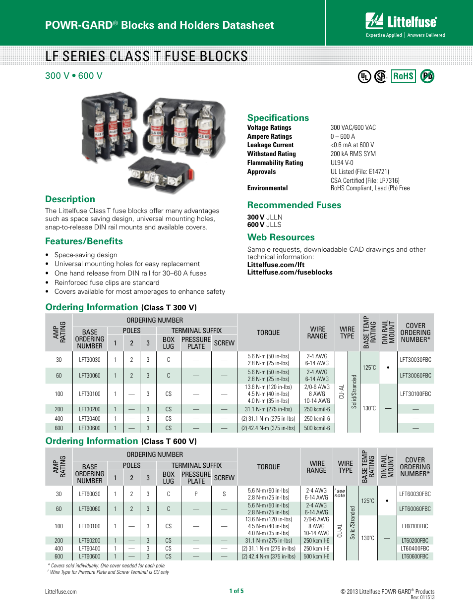 Littelfuse LFT Series User Manual | 5 pages