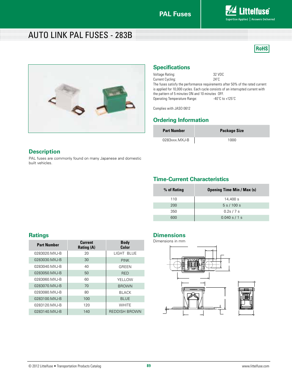 Littelfuse 283B Series User Manual | 1 page