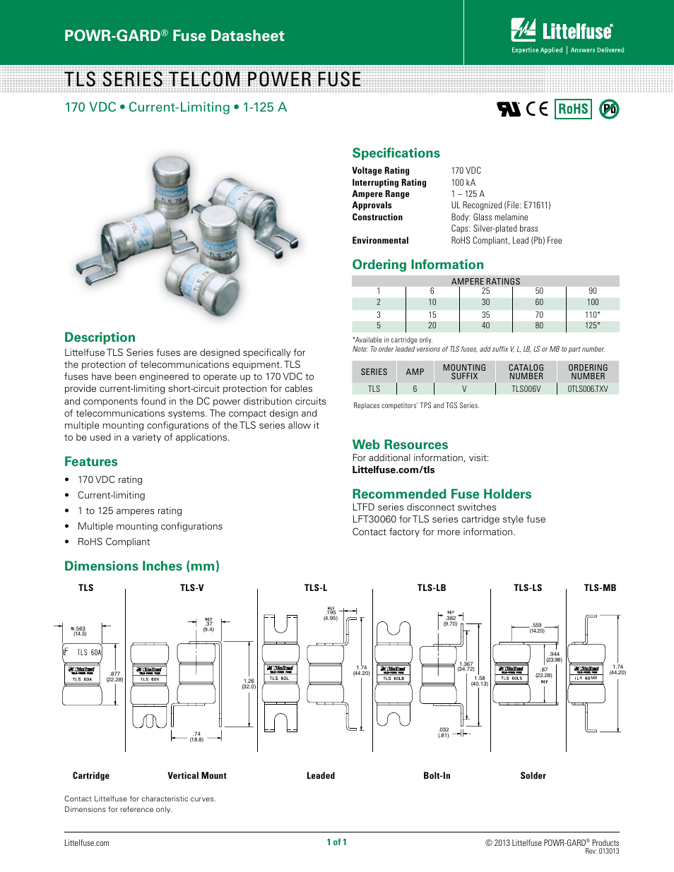 Littelfuse TLS Series User Manual | 1 page