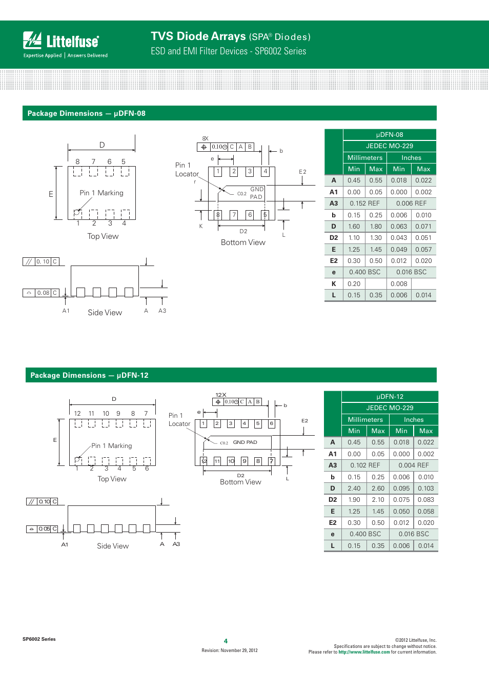 Tvs diode arrays, Esd and emi filter devices - sp6002 series, Djpeft) | Littelfuse SP6002 Series User Manual | Page 4 / 6
