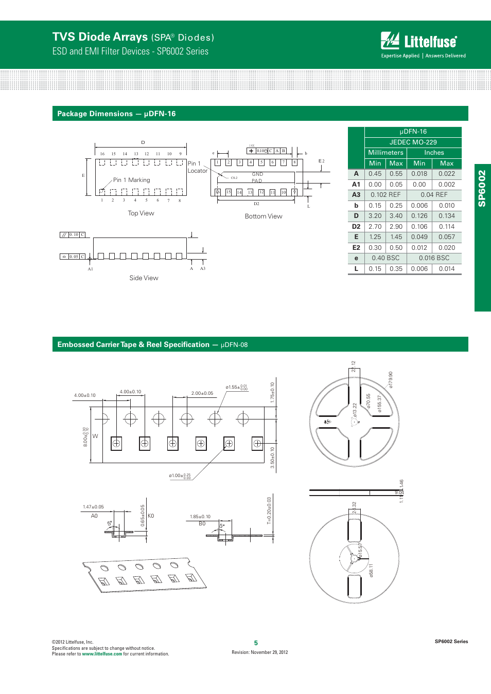 Tvs diode arrays, Esd and emi filter devices - sp6002 series, Djpeft) | Sp60 02 | Littelfuse SP6002 Series User Manual | Page 5 / 6