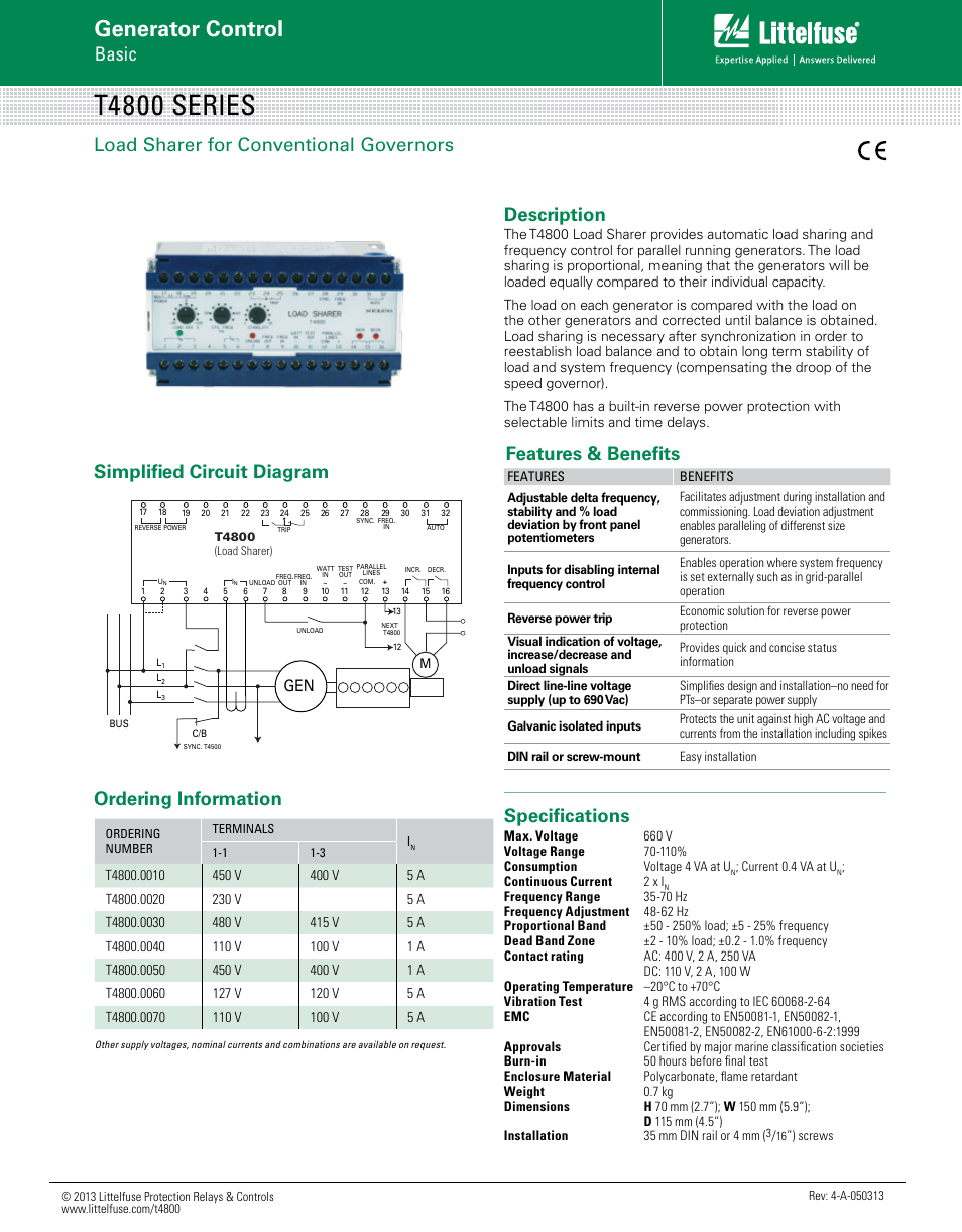 Littelfuse T4800 Series User Manual | 1 page