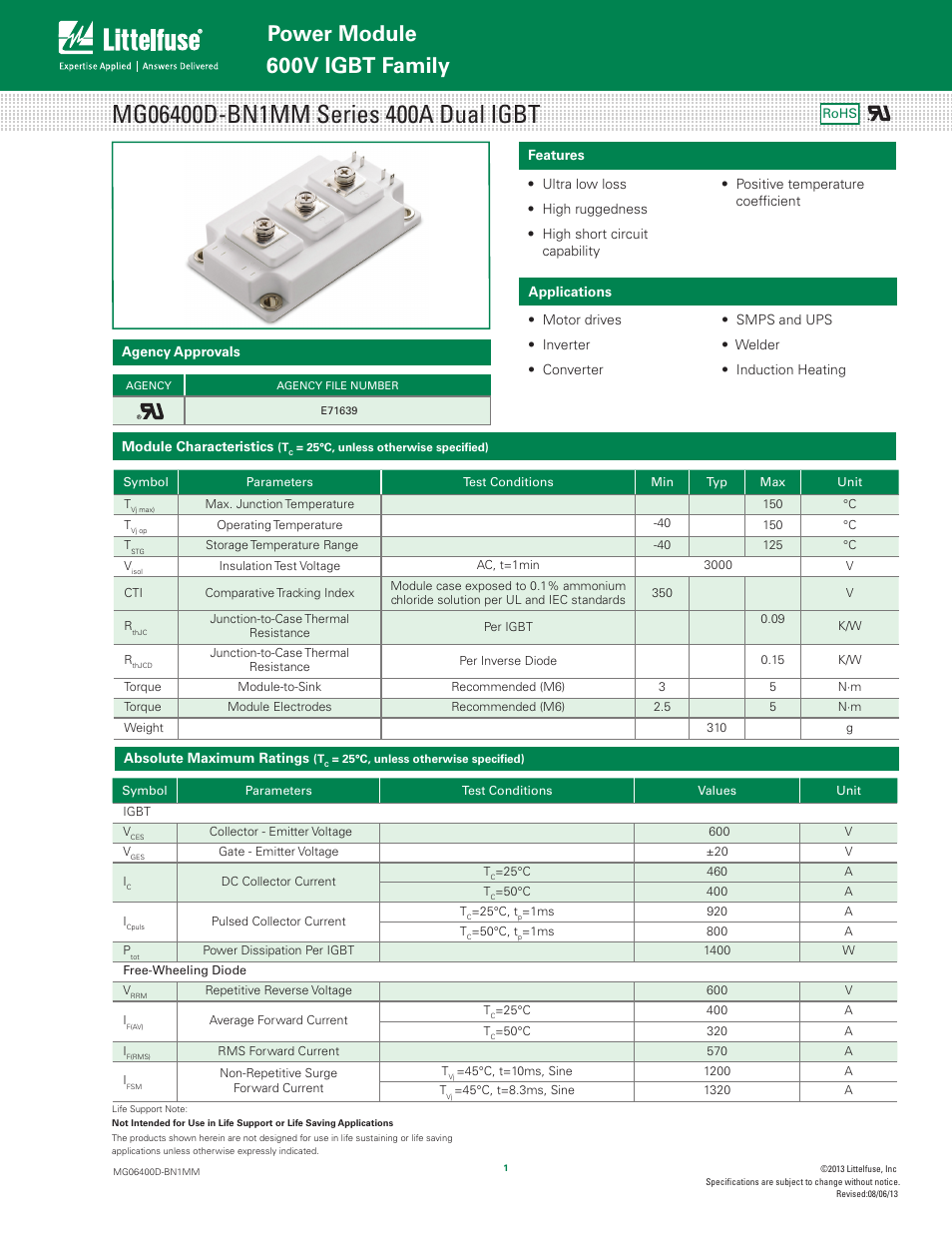 Littelfuse MG06400D-BN1MM Series User Manual | 6 pages