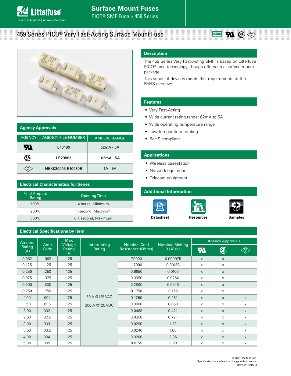 Littelfuse 459 Series User Manual | 2 pages