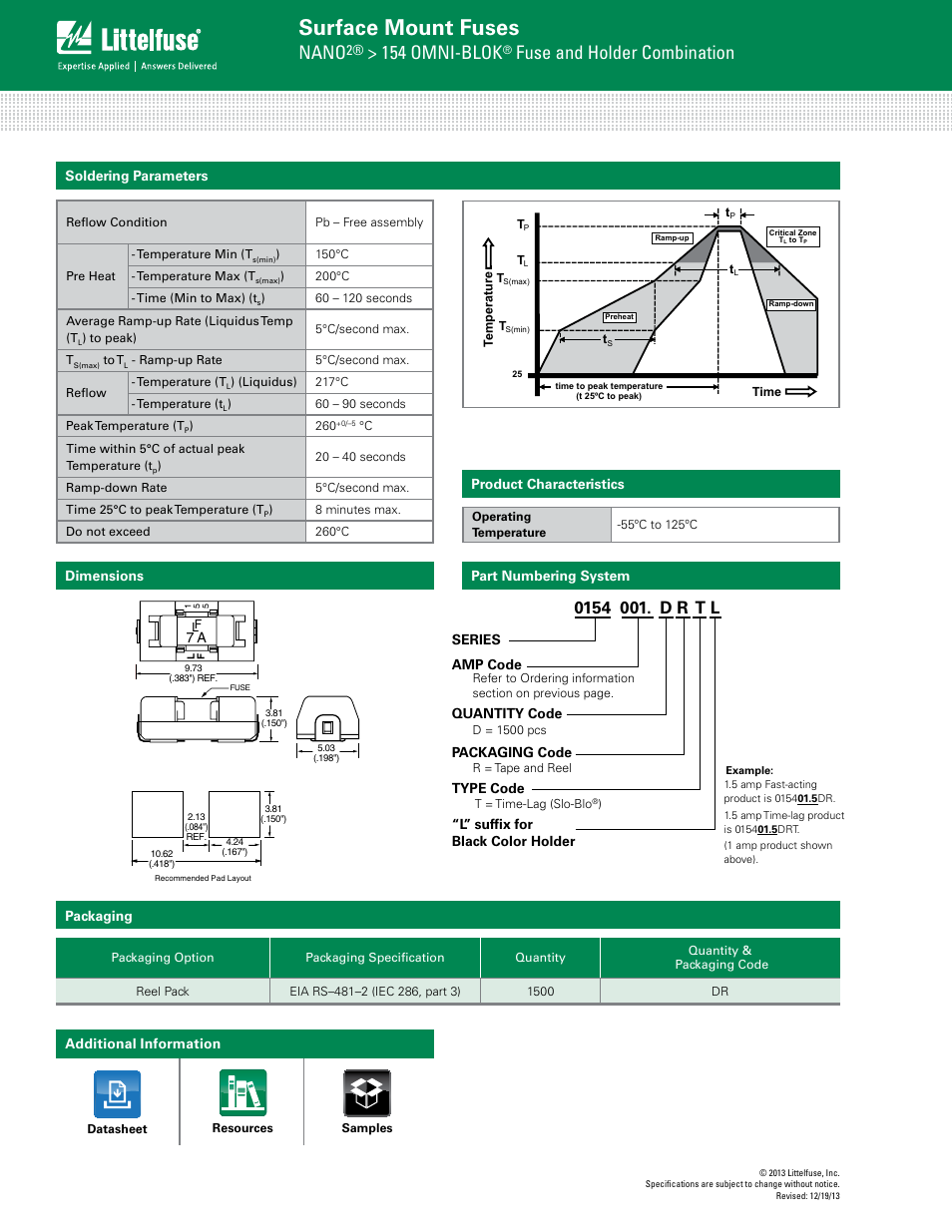 Surface mount fuses, Nano, 154 omni-blok | Fuse and holder combination | Littelfuse 154tl Series User Manual | Page 2 / 2