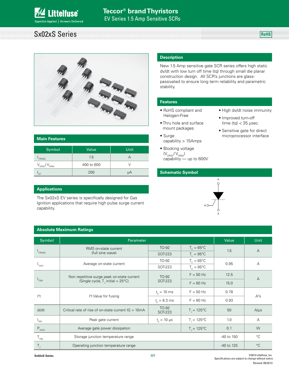 Littelfuse Sx02xS Series User Manual | 8 pages