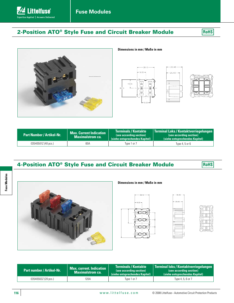 Littelfuse 03540501Z Series User Manual | 1 page