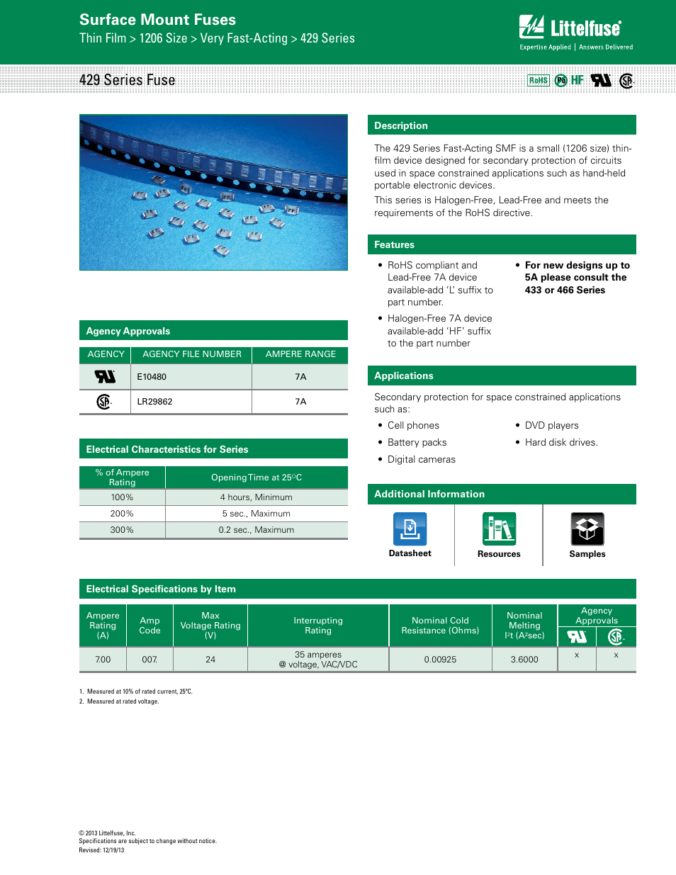 Littelfuse 429 Series User Manual | 3 pages