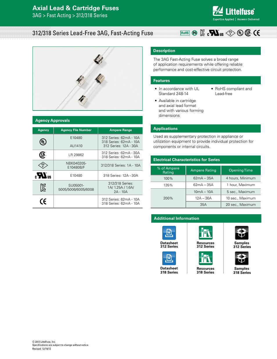 Littelfuse 312 Series User Manual | 4 pages