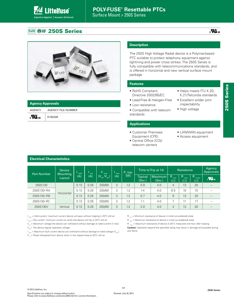 Littelfuse 250S Series User Manual | 5 pages