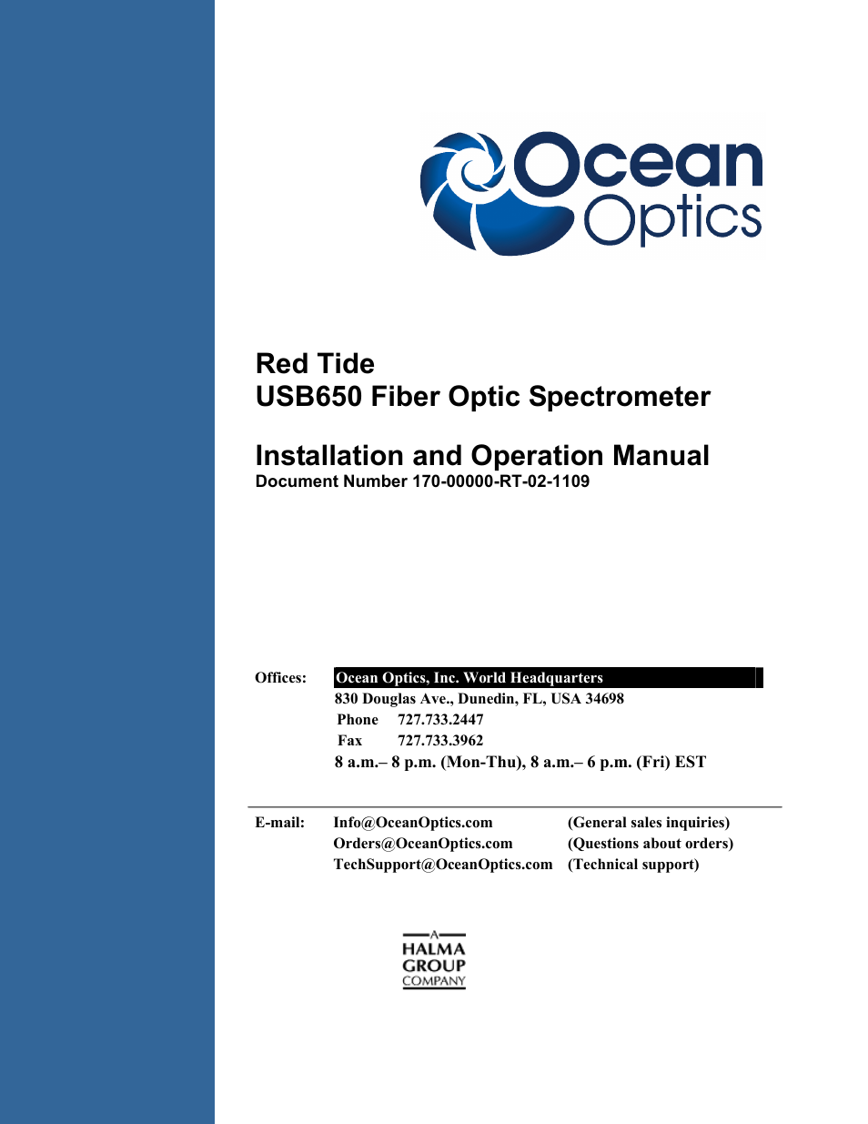 Ocean Optics Red Tide USB650 Install User Manual | 26 pages