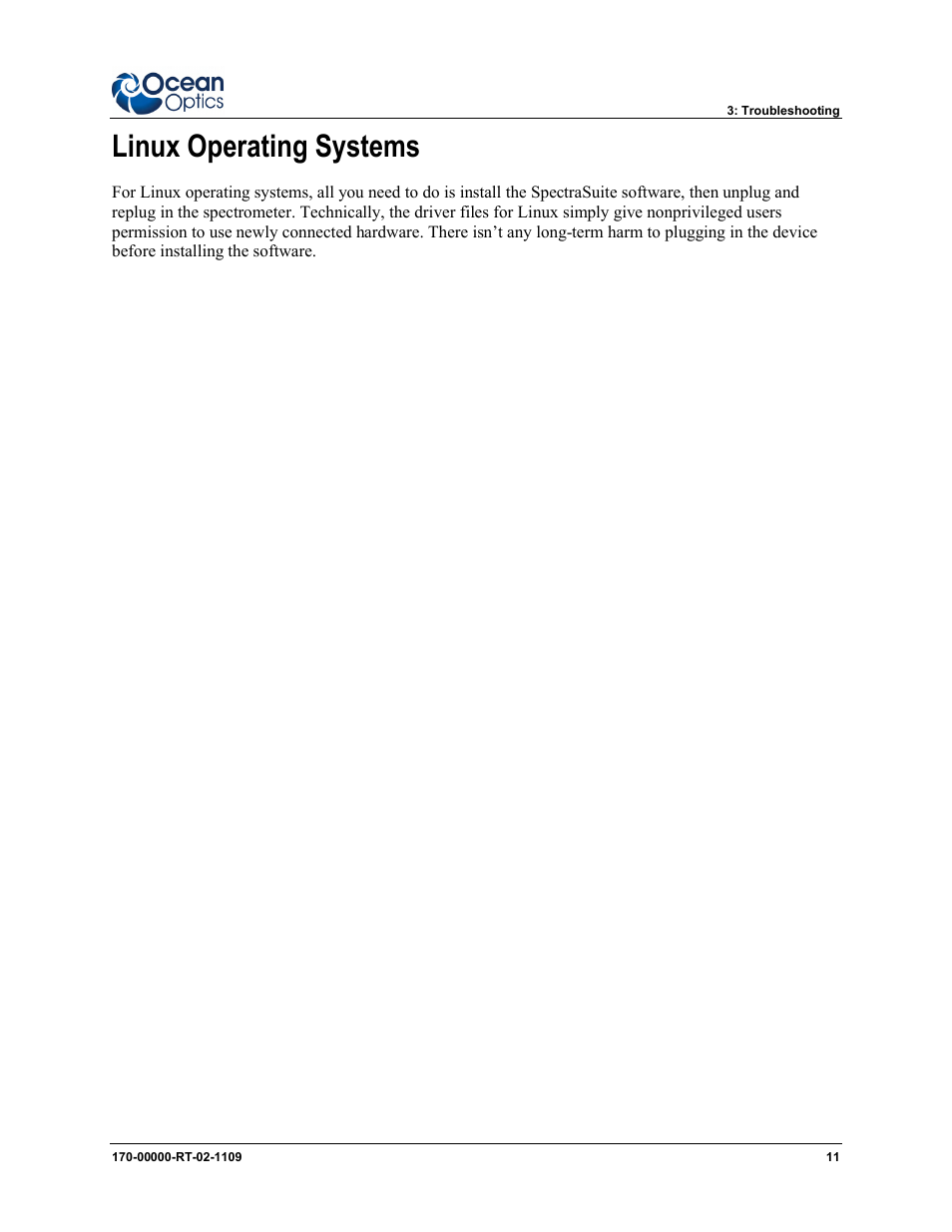 Linux operating systems | Ocean Optics Red Tide USB650 Install User Manual | Page 17 / 26