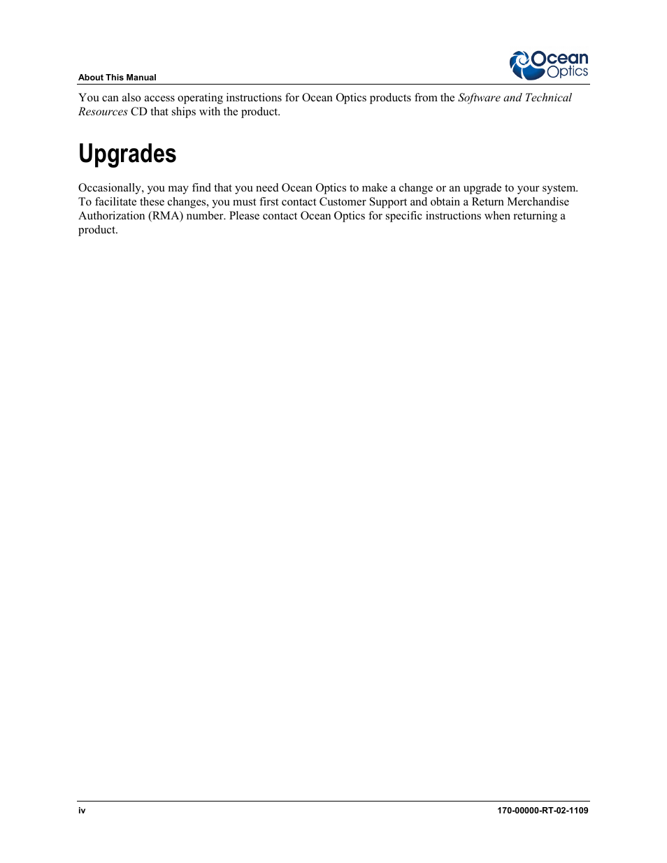 Upgrades | Ocean Optics Red Tide USB650 Install User Manual | Page 6 / 26