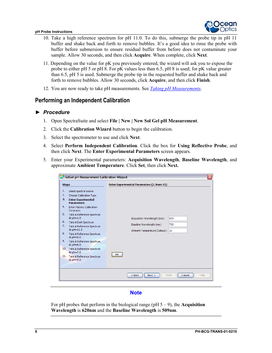 Performing an independent calibration | Ocean Optics Transmissive pH Probe User Manual | Page 6 / 10