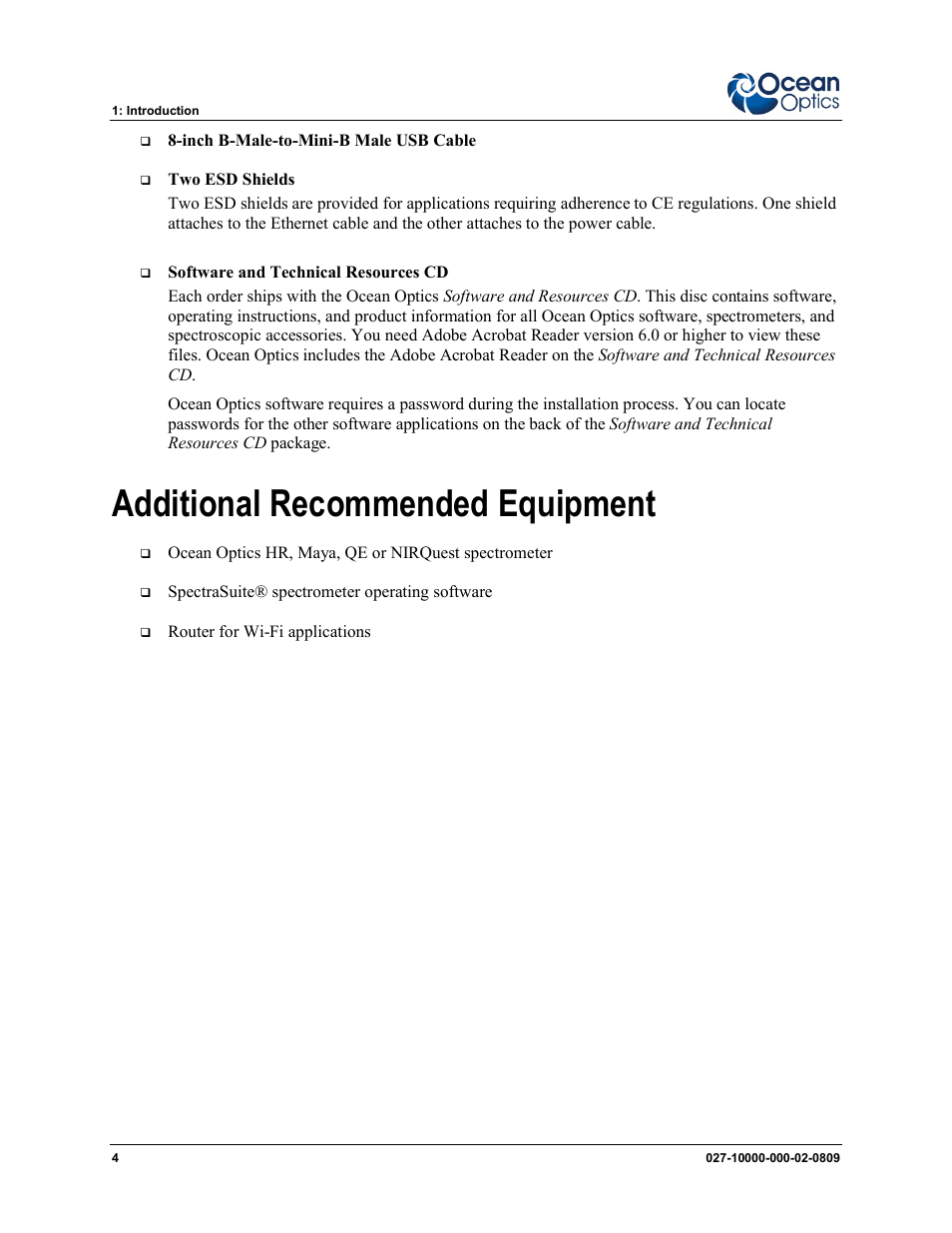 Additional recommended equipment | Ocean Optics Remora User Manual | Page 10 / 42